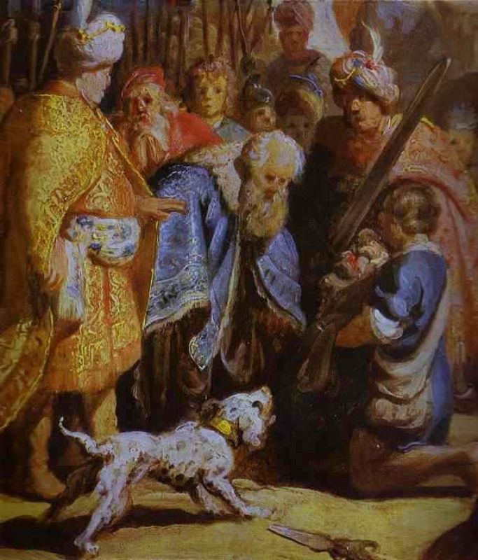 david presenting the head of goliath to king saul.jpg